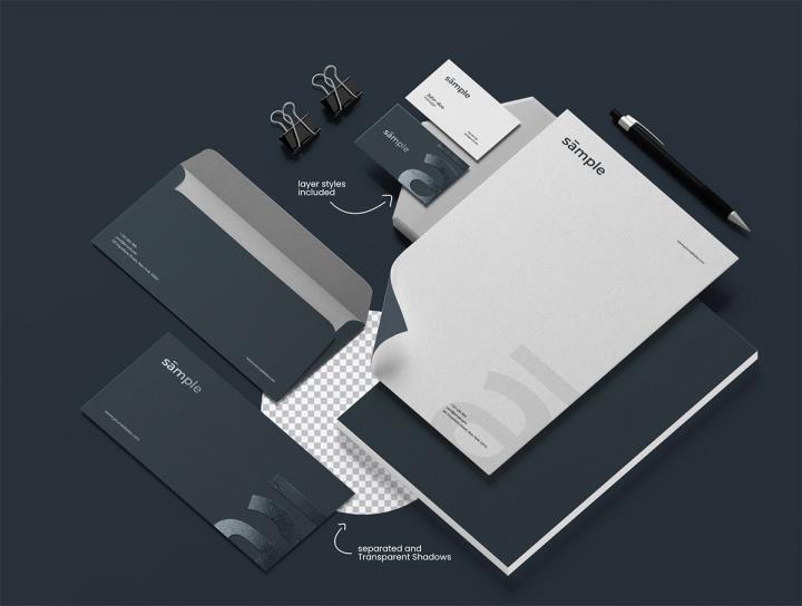 4个品牌文具样机套装psd格式