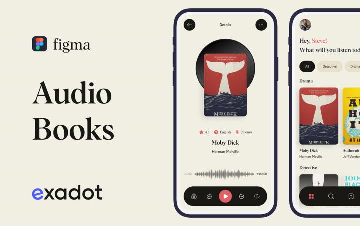 4页有声读物应用程序设计，在 Figma 中创建