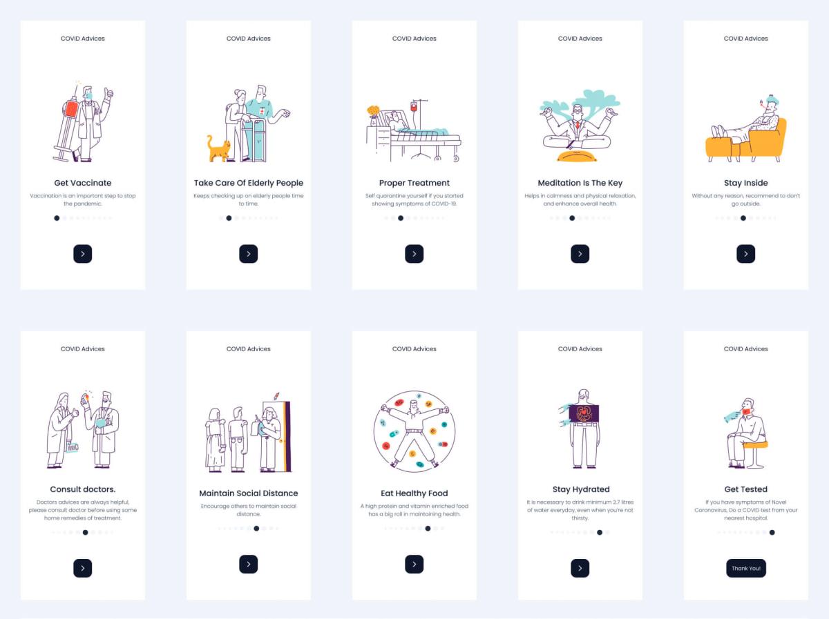 10页健康app｜开屏页插画设计素材免费分享