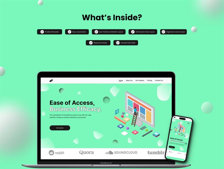 10页响应式UI/UX和设计领域的saas公司figma源文件