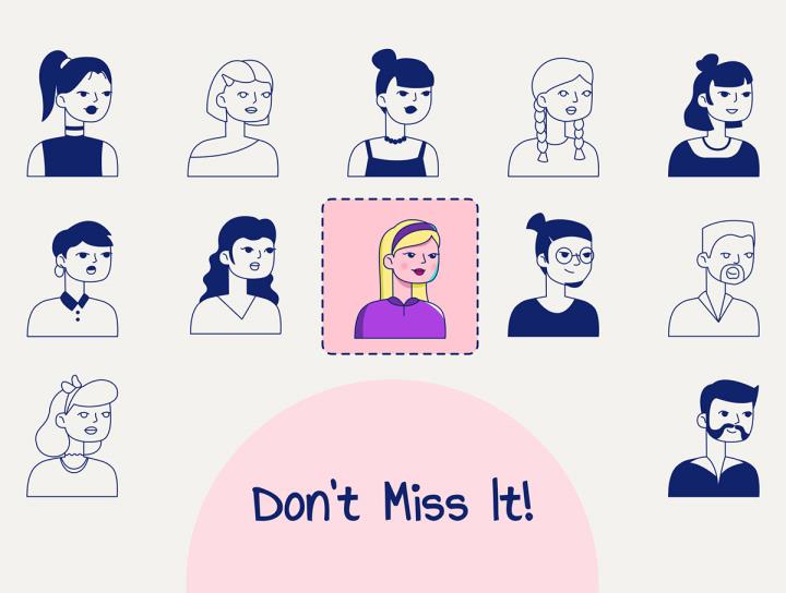 60个男女头像，以三种不同风格呈现（彩色、双色和轮廓）figma,ai,png源文件