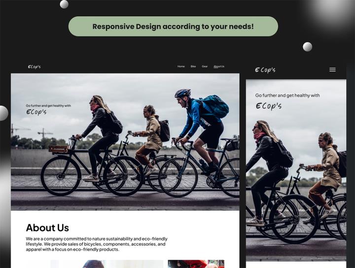 8页响应式环保低碳出行｜自行车销售平台网站设计figma源文件