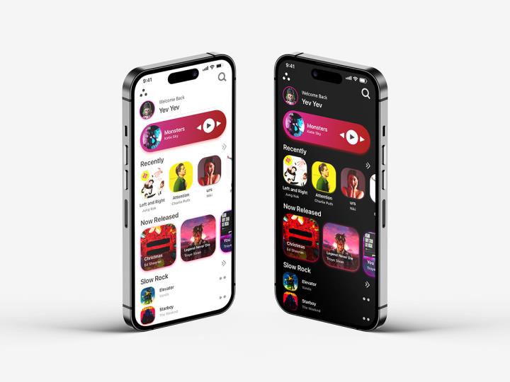 音乐app灵动岛，线框图和UI设计figma源文件