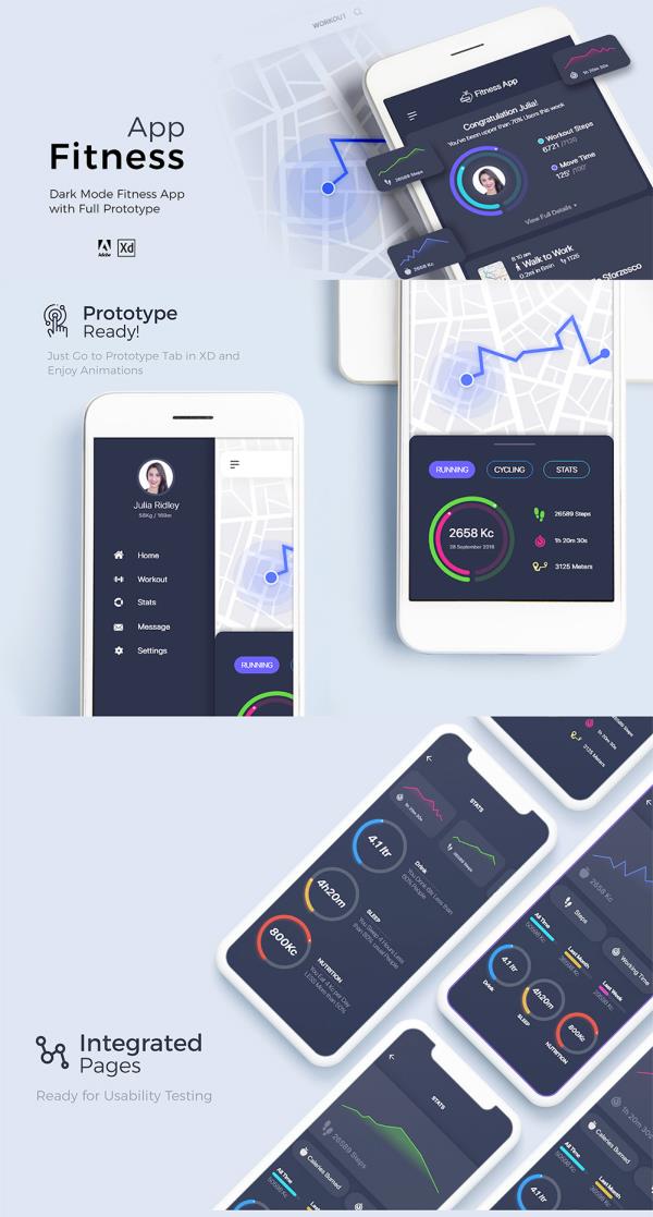 9页健身应用UI工具包xd源文件