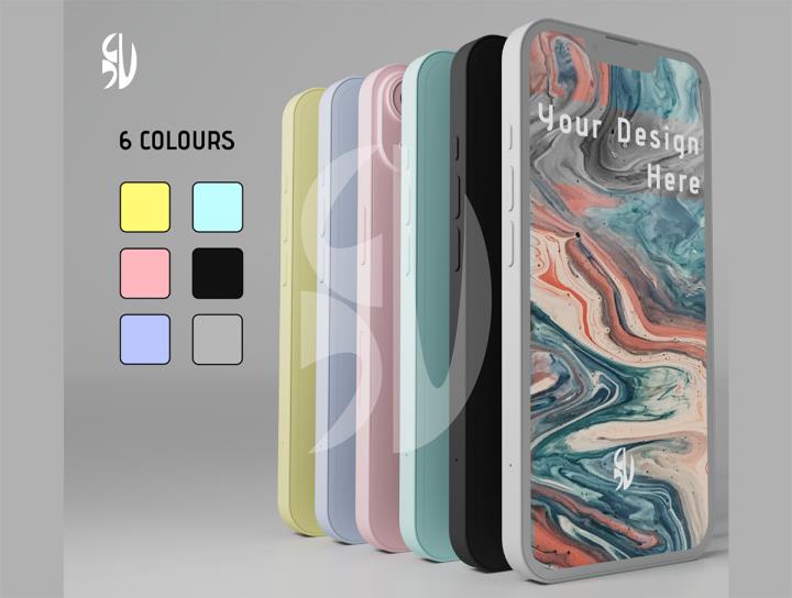 5个动态排版iPhone 14粘土渲染样机psd格式