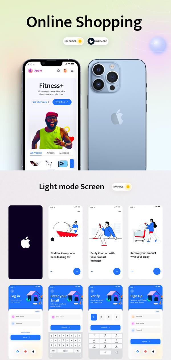 48页明暗设计苹果产品电商app界面设计sketch,figma,xd,aep格式