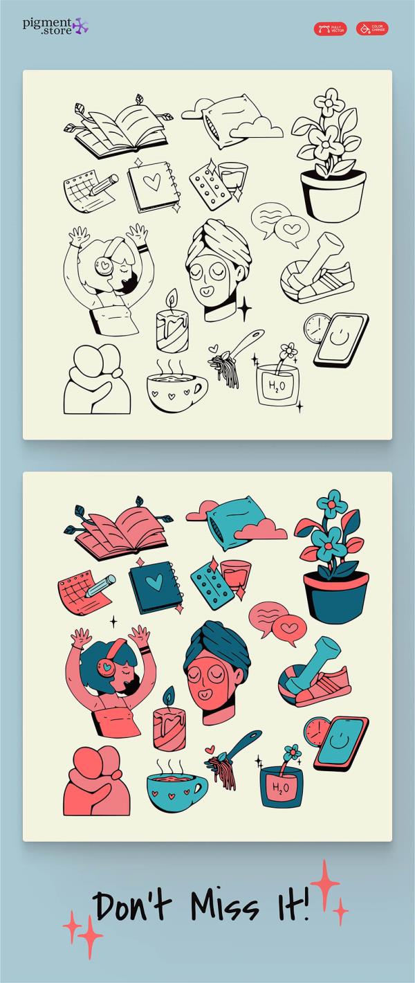 16个手绘风格插画设计figma,ai,eps格式