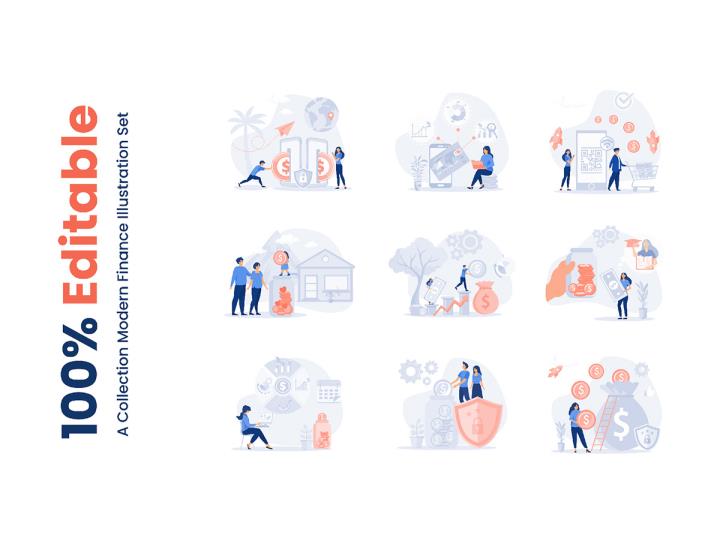 免费企业财务管理插画ai,eps,png格式