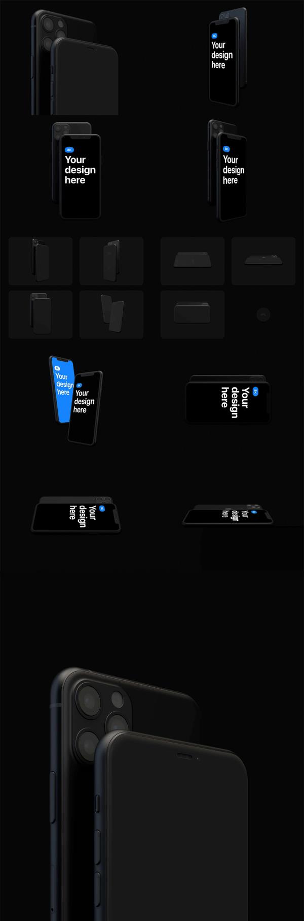 黑色质感iPhone手机样机mockup模板psd格式