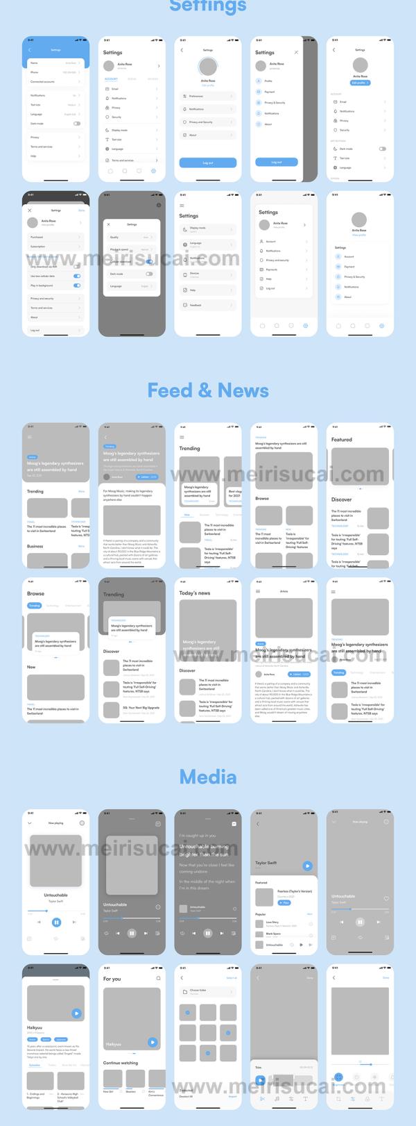 125页超全移动端设计app线框图，低保真原型figma格式