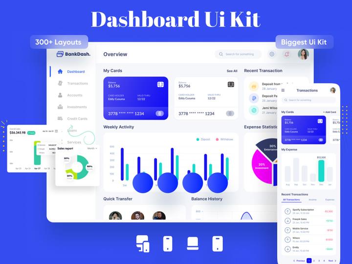 30页响应式财务金融管理仪表板Figma模板