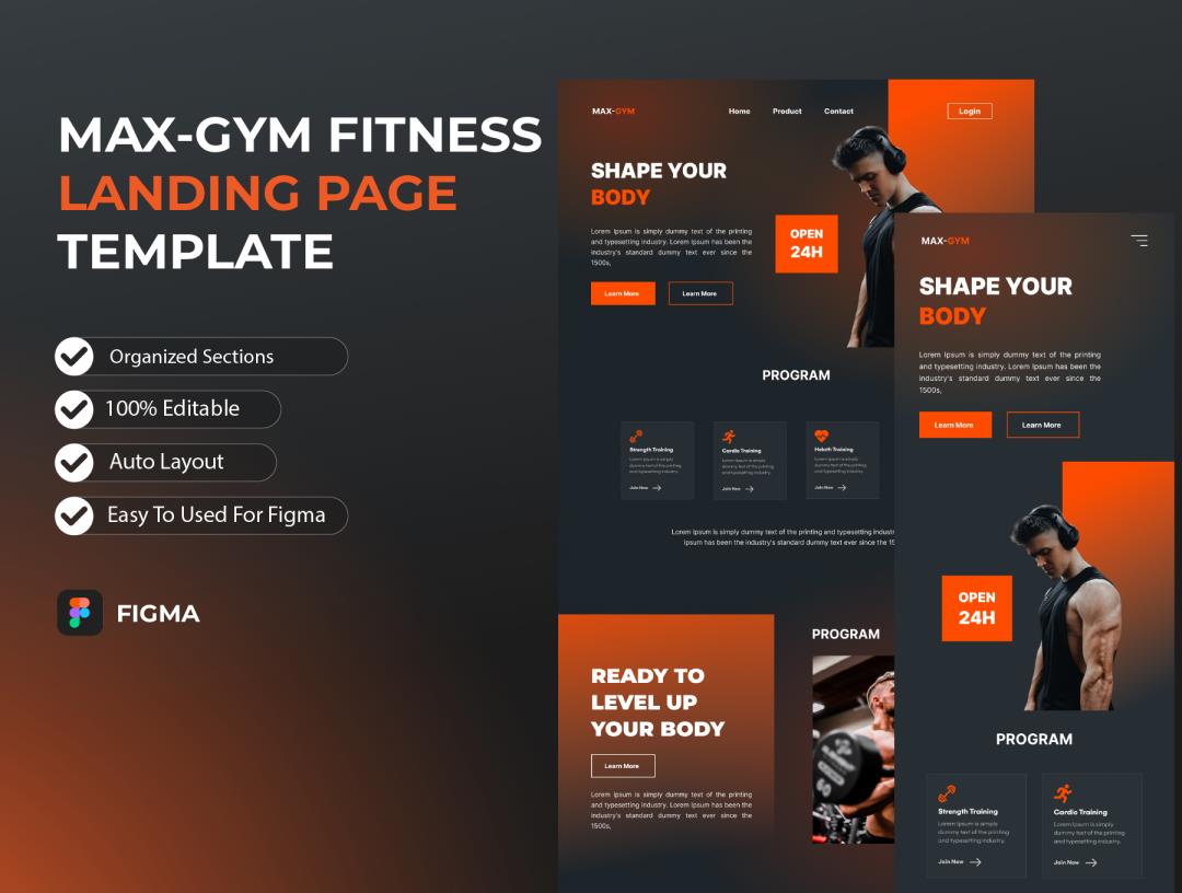 响应式网站健身房健身登陆页figma设计源文件