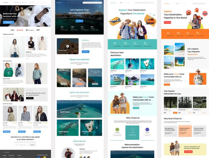 4个网站登录设计，旅游电商png格式