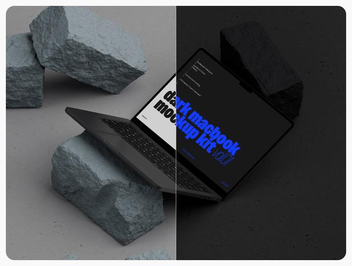 12个明暗高品质Macbook设备模型集psd格式