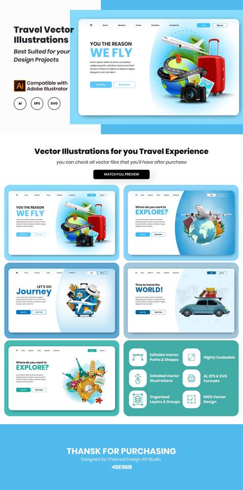 复古旅行矢量插图设计