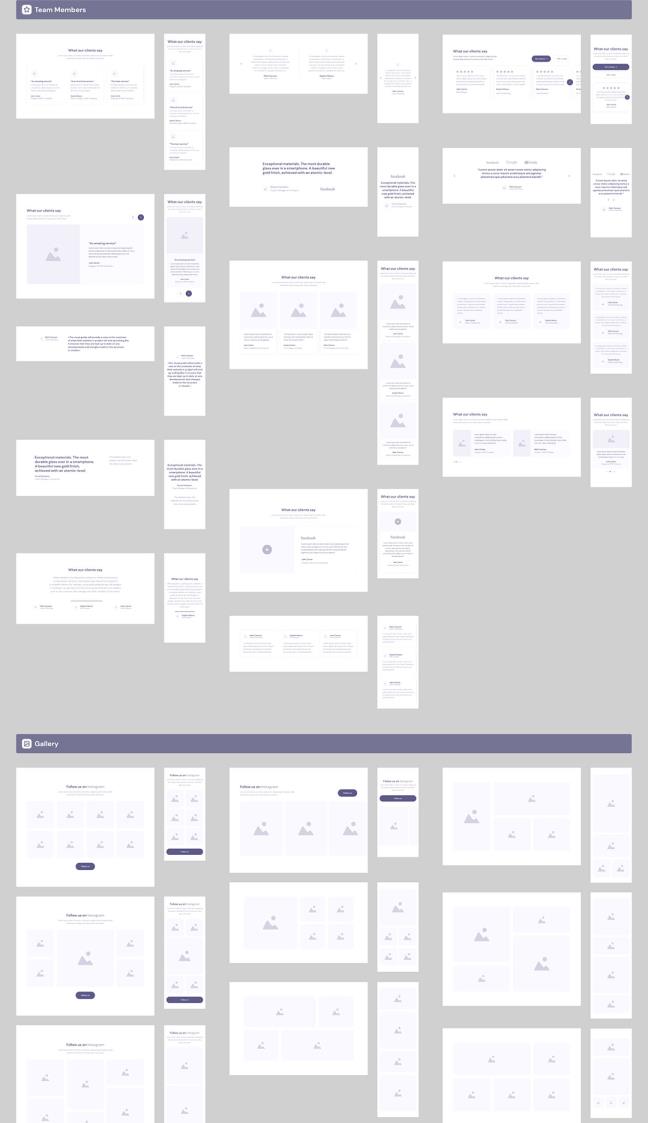 15个模块，多样式响应式网站线框图figma源文件
