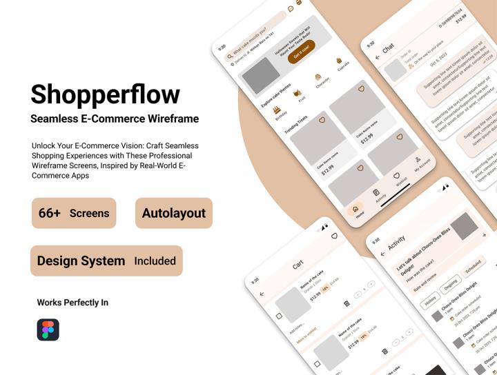 66页电子商务线框UI工具包figma源文件