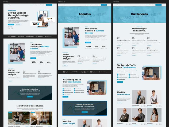 商业咨询，企业，金融，代理，营销，商业课程网站服务设计UI figma源文件