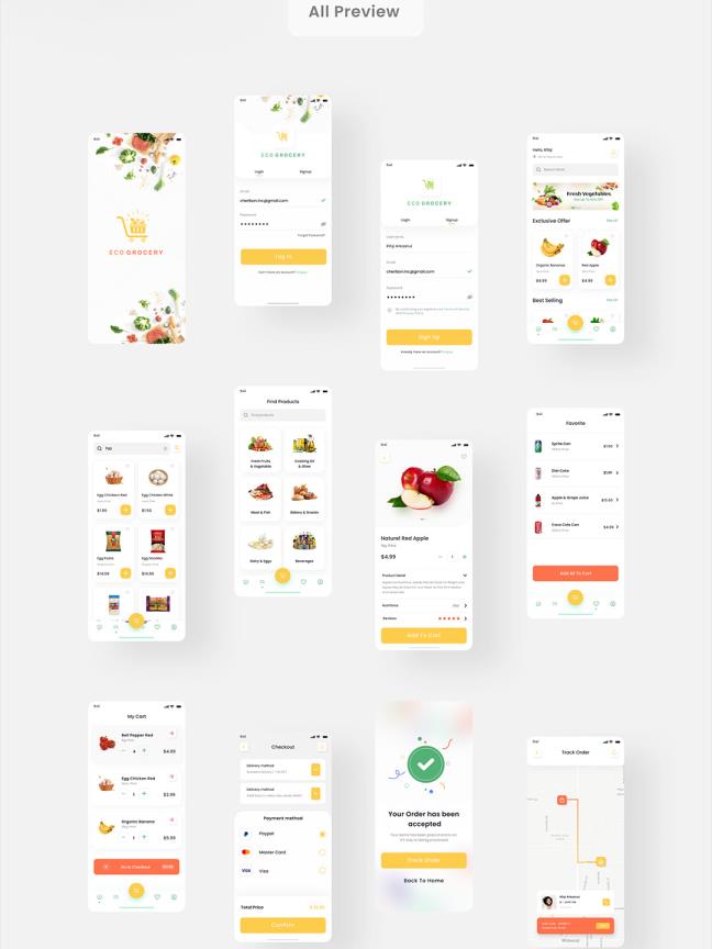 精美20页小清新蔬果杂货店App应用程序UI套件figma源文件