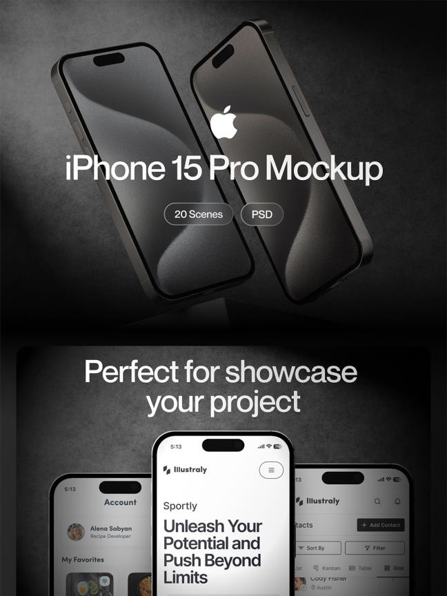 20个iPhone 15 Pro Mockup 样机psd格式