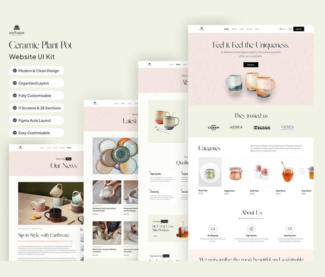 11页陶瓷工艺品网站设计figma源文件