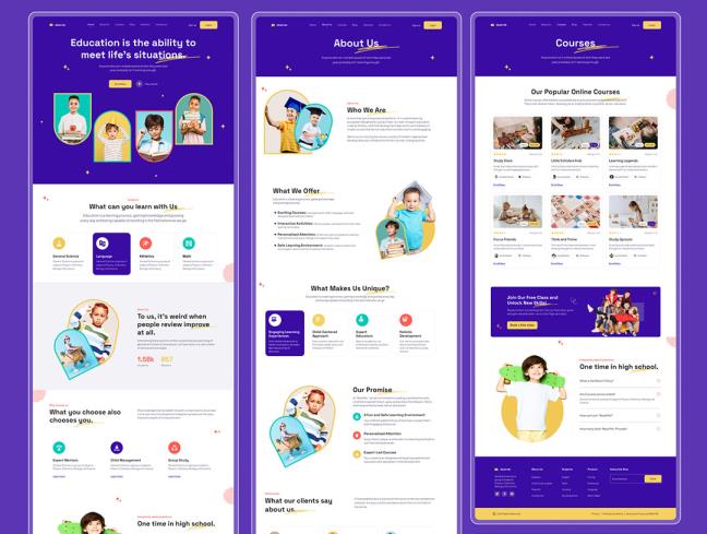 11页儿童教育网页用户界面工具包figma源文件