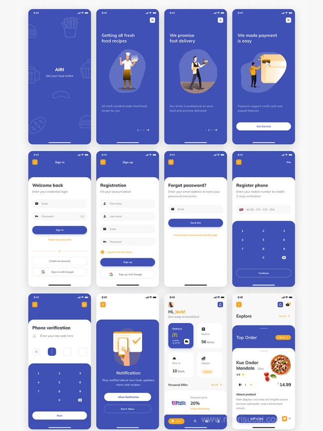 36页美食外卖UI界面设计Figma、Sketch源文件