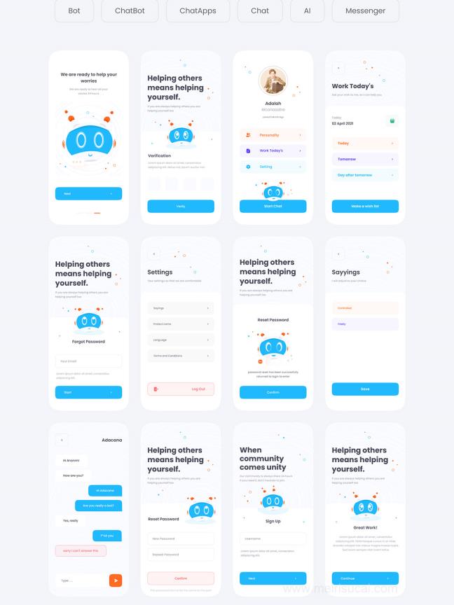 30页AI智能聊天机器人UI设计素材xd,sketch,fig,studio源文件