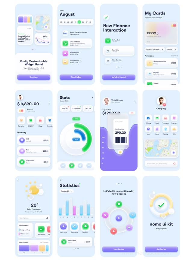 20页新拟物，玻璃质感UI kit套装sketch源文件下载