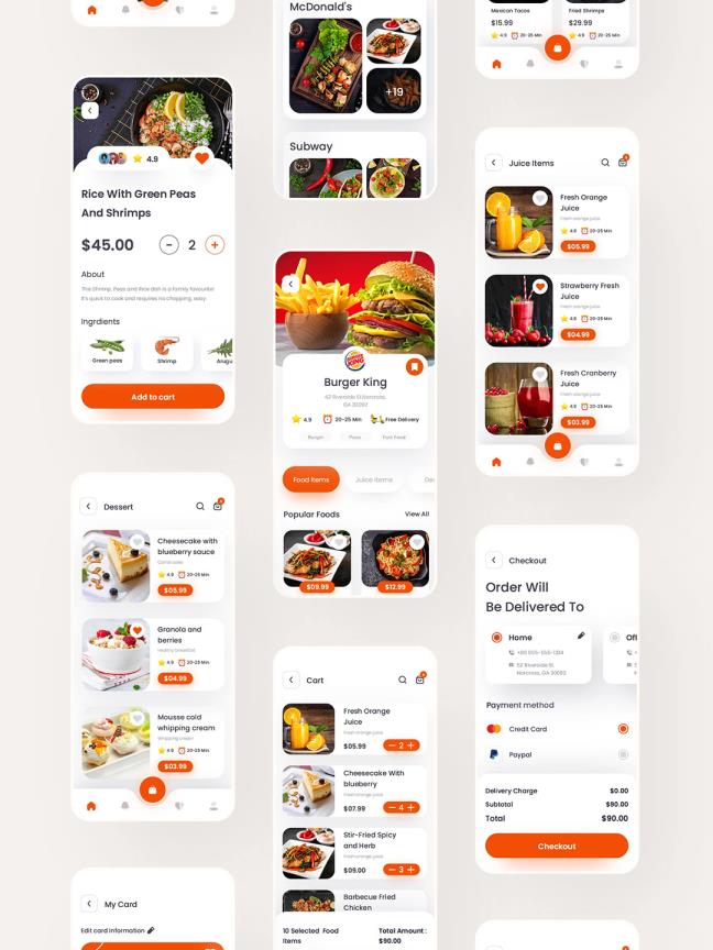 80页美食外卖UI素材xd，figma源文件