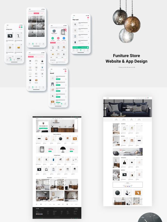 16页家具商城网页+app双端UI套件源文件下载，sketch源文件下载