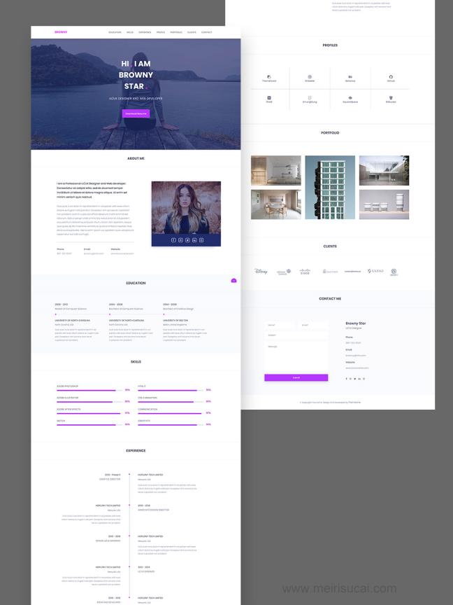 响应式设计师作品集网站设计前端html 代码