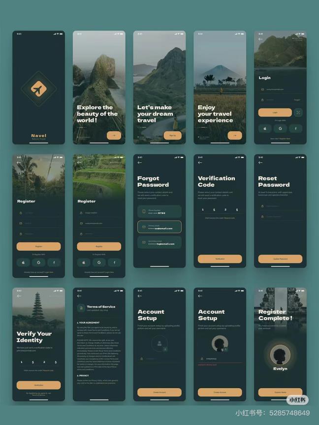 50大自然旅游探险APP UI设计figma,psd格式
