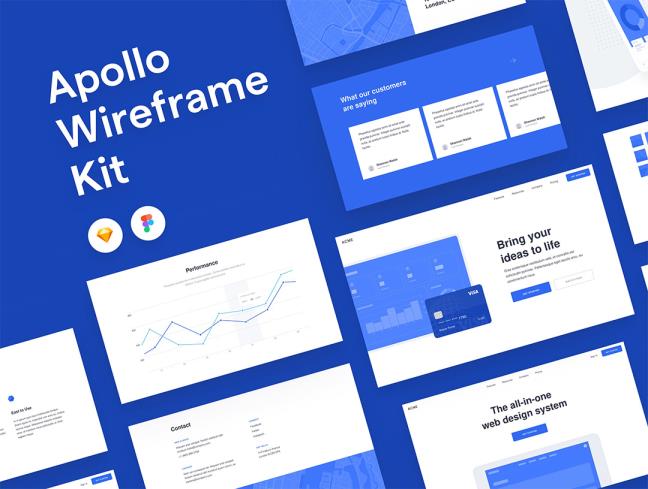 16个类别230个网站线框组件figma，sketch源文件