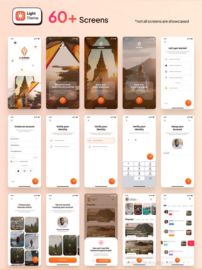 明暗各65页旅游app设计UI源文件figma格式