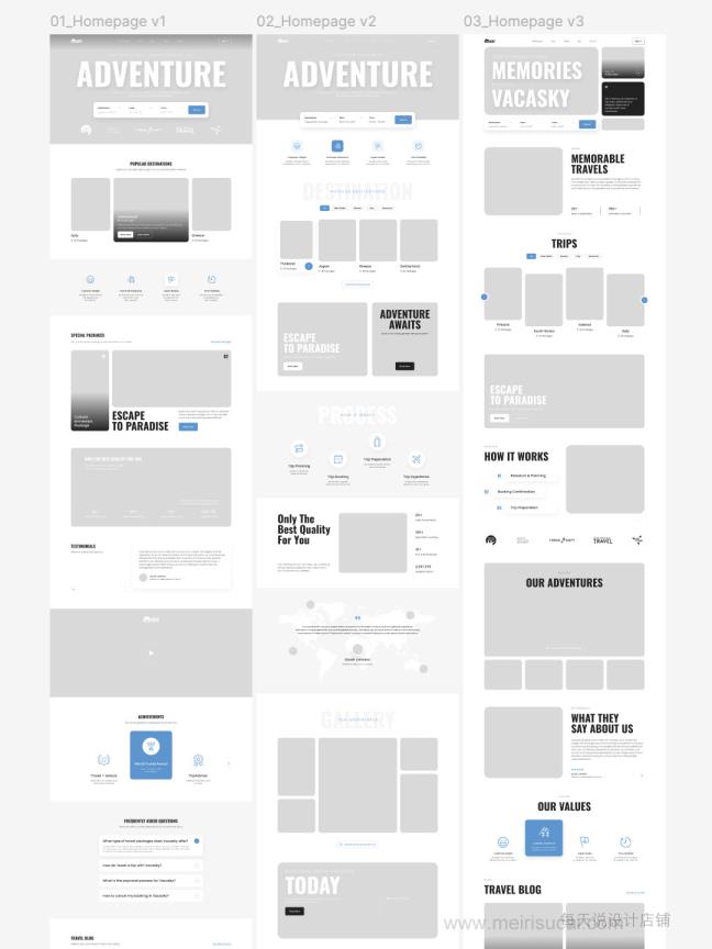 12页大气高端旅游网站UI设计原型图figma源文件