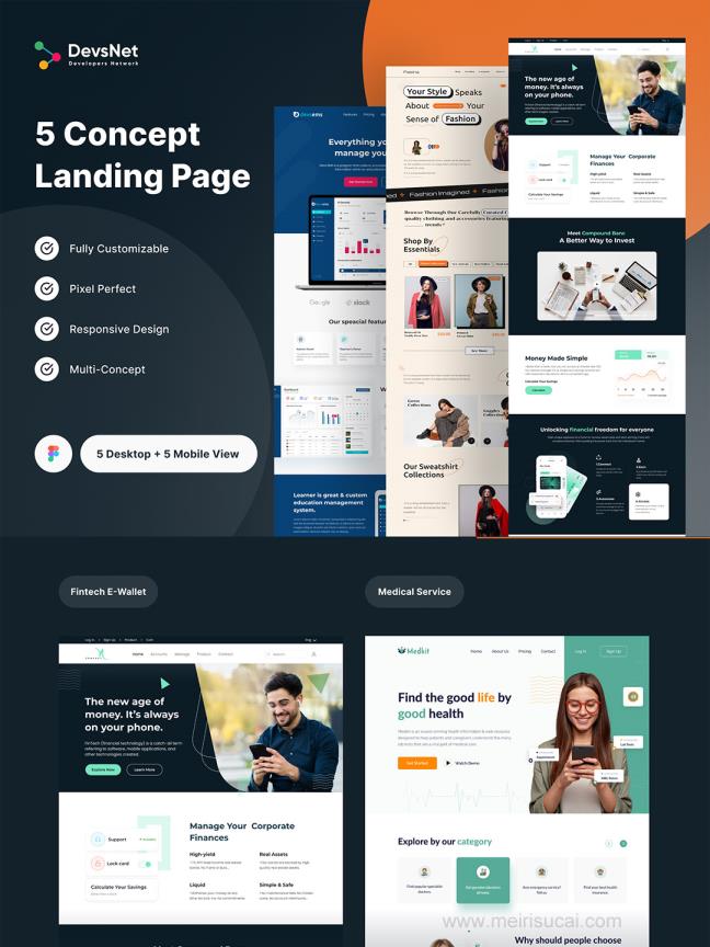 5个行业响应式网站设计登录页设计figma源文件