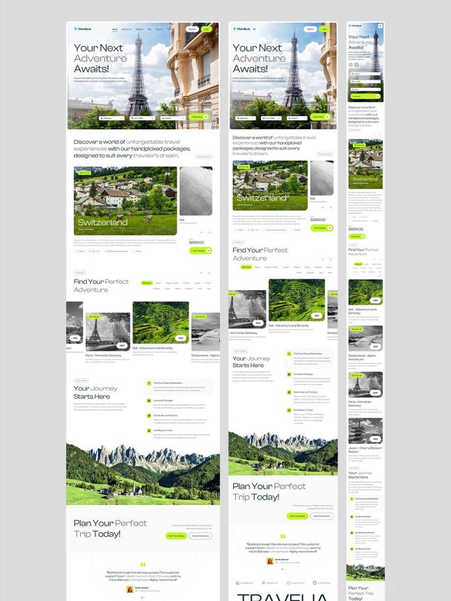27页响应式(电脑，平板，手机端)旅游网站UI设计figma源文件