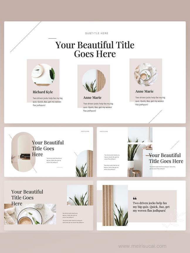 25页极简主义风设计师项目展示，作品集专用PPT素材