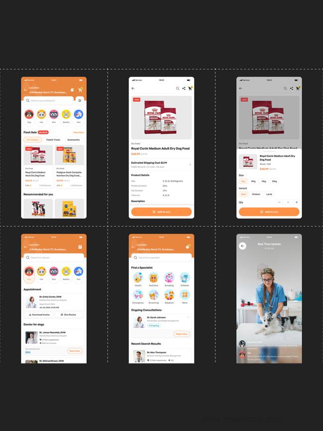 50页宠物护理app应用程序UI工具包figma源文件