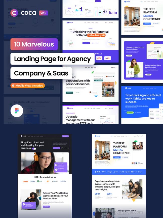 10个行业现代和专业的网站登陆页ui工具包figma源文件