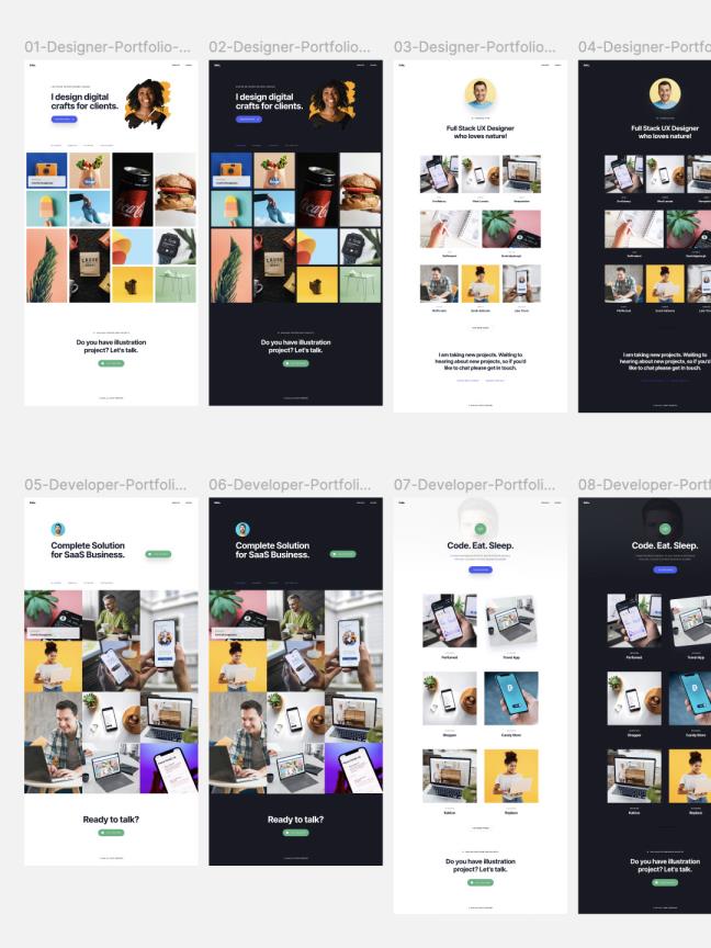 21个设计师作品集设计模板sketch，xd，figma格式