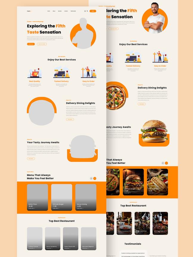 单页美食汉堡网站设计原型sketch，xd，figma，psd格式