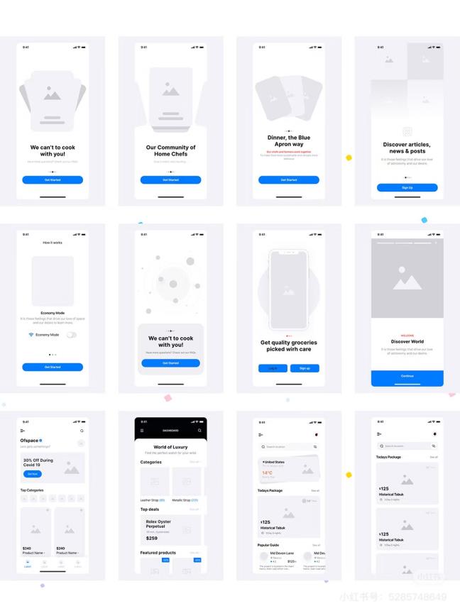 150页8个类别app低保真，线框UX工具包figma，xd格式