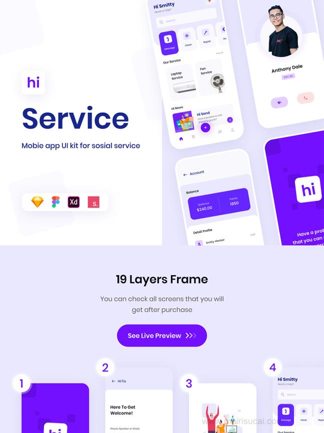 19页社区电商服务app设计sketch，xd，figma，studio格式