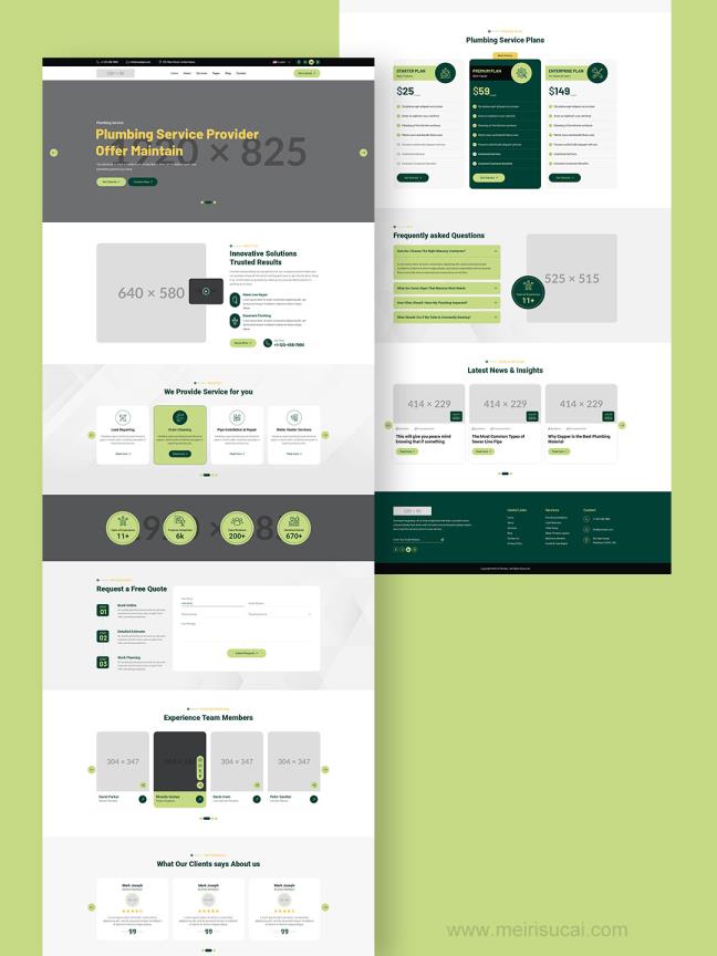11页管道服务和解决方案网站原型设计PSD模板