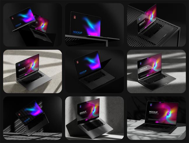 18个Macbook Pro模型 mockups  PSD格式