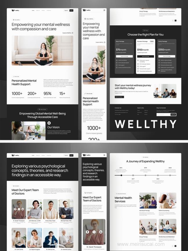 10页响应式设计心理健康网站Figma模板
