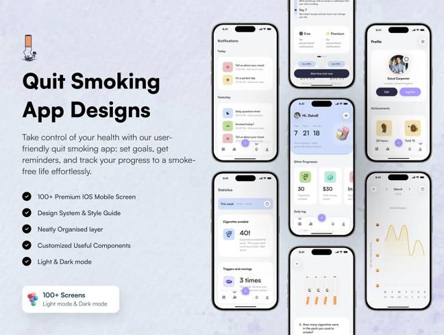 100页明暗戒烟app设计figma源文件