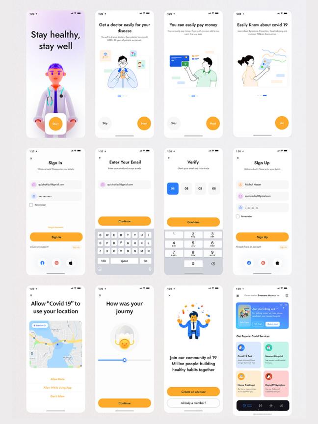68页明暗设计医疗专家预约，健康跟踪app设计figma源文件